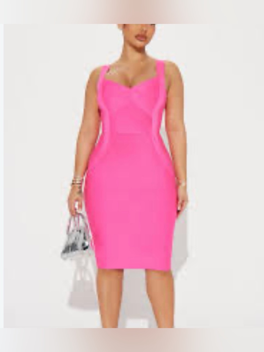 Fashion Nova Hot Pink Square Strap Sheath Dress